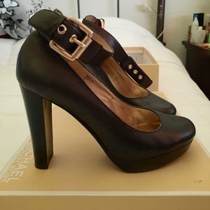 Michael Kors Maryjane Platform Heels Black Leather Size 6